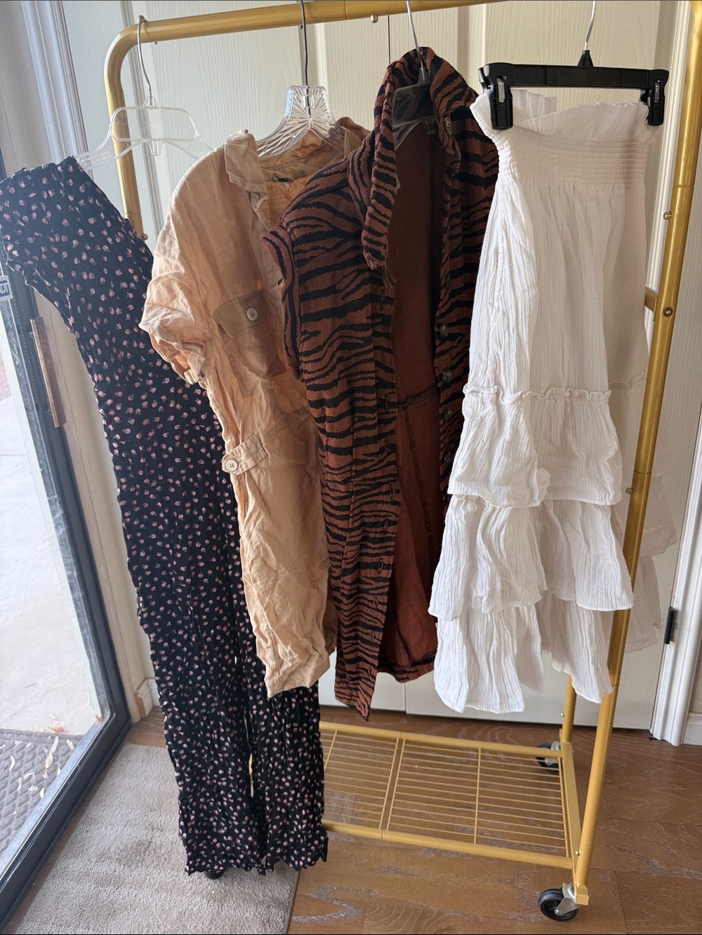 Free People Brown Tiger-Stripe Sleeveless Jumpsuit